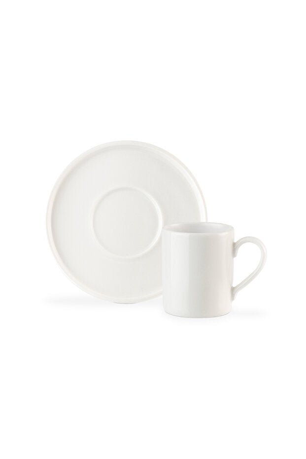 Elegant Dory White Porcelain Turkish Coffee Cup Set - 6 Person / 12 Piece - 110ml Capacity - TryAladdin