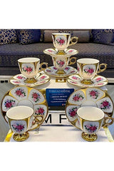 Elegant Kosova Style Footed Rose Turkish Coffee Cup Set - Premium Collection - TryAladdin