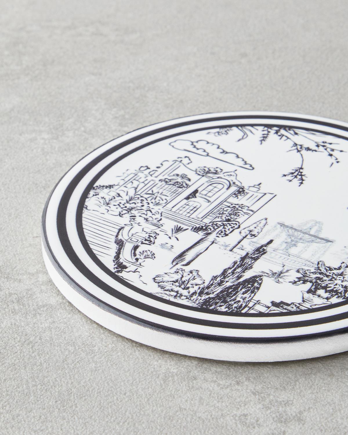 Elegant Ceramic Beverage Coaster Black White 10 8cm Professional Tableware