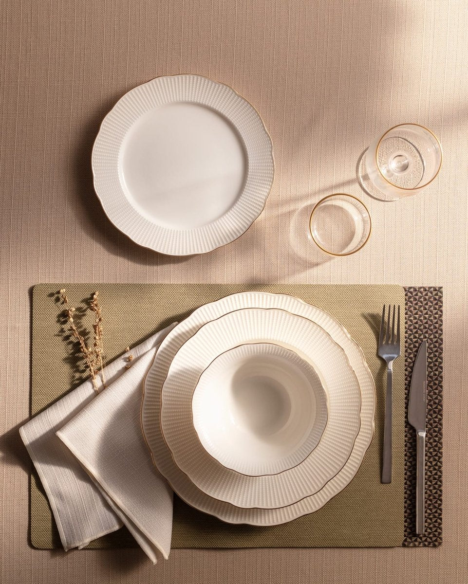 Elegant White & Gold Gilded 24 - Piece Dinnerware Set – Service for 6 - TryAladdin