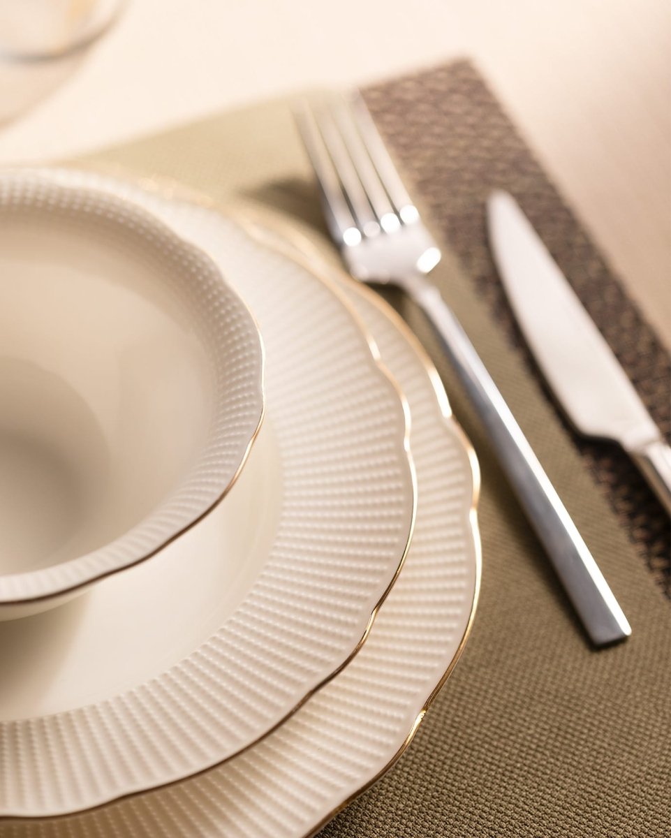 Elegant White & Gold Gilded 24 - Piece Dinnerware Set – Service for 6 - TryAladdin