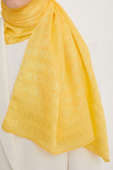 Elegant Yellow Jacquard Shawl - Embroidered - TryAladdin