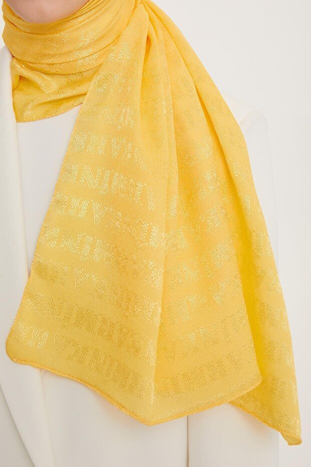 Elegant Yellow Jacquard Shawl - Embroidered - TryAladdin