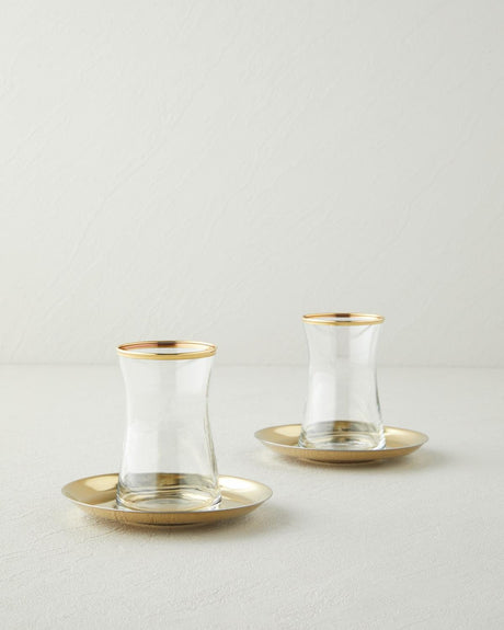 Premium Gold-Tone Steel 4-Piece 2-Person Tea Service Set