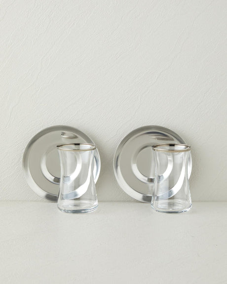 Professional-Grade Stainless-Steel 2-Person Tea Set - 170ml Cups - Silver Finish