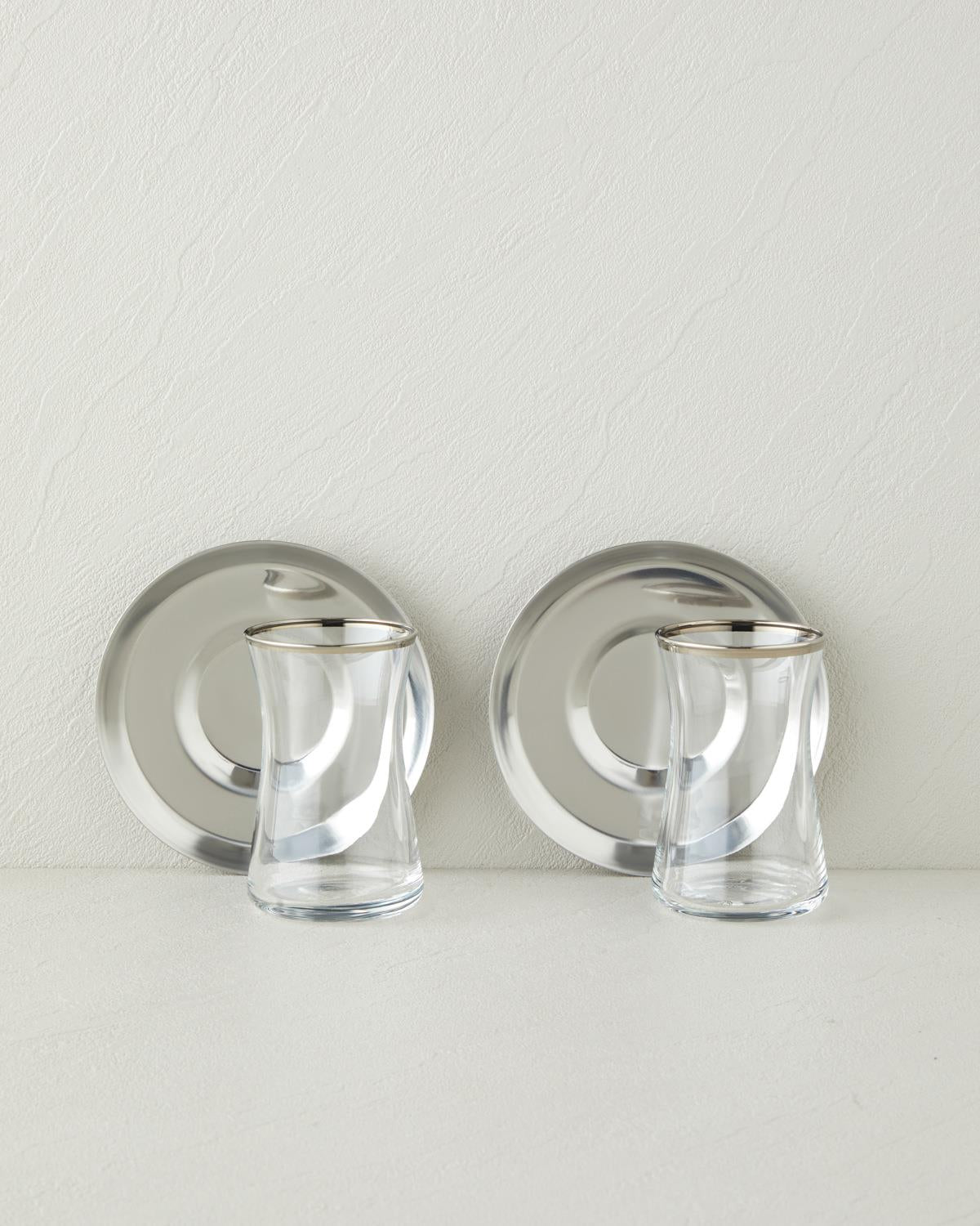 Professional Grade Stainless Steel 2 Person Tea Set   170ml Cups   Silver Finish