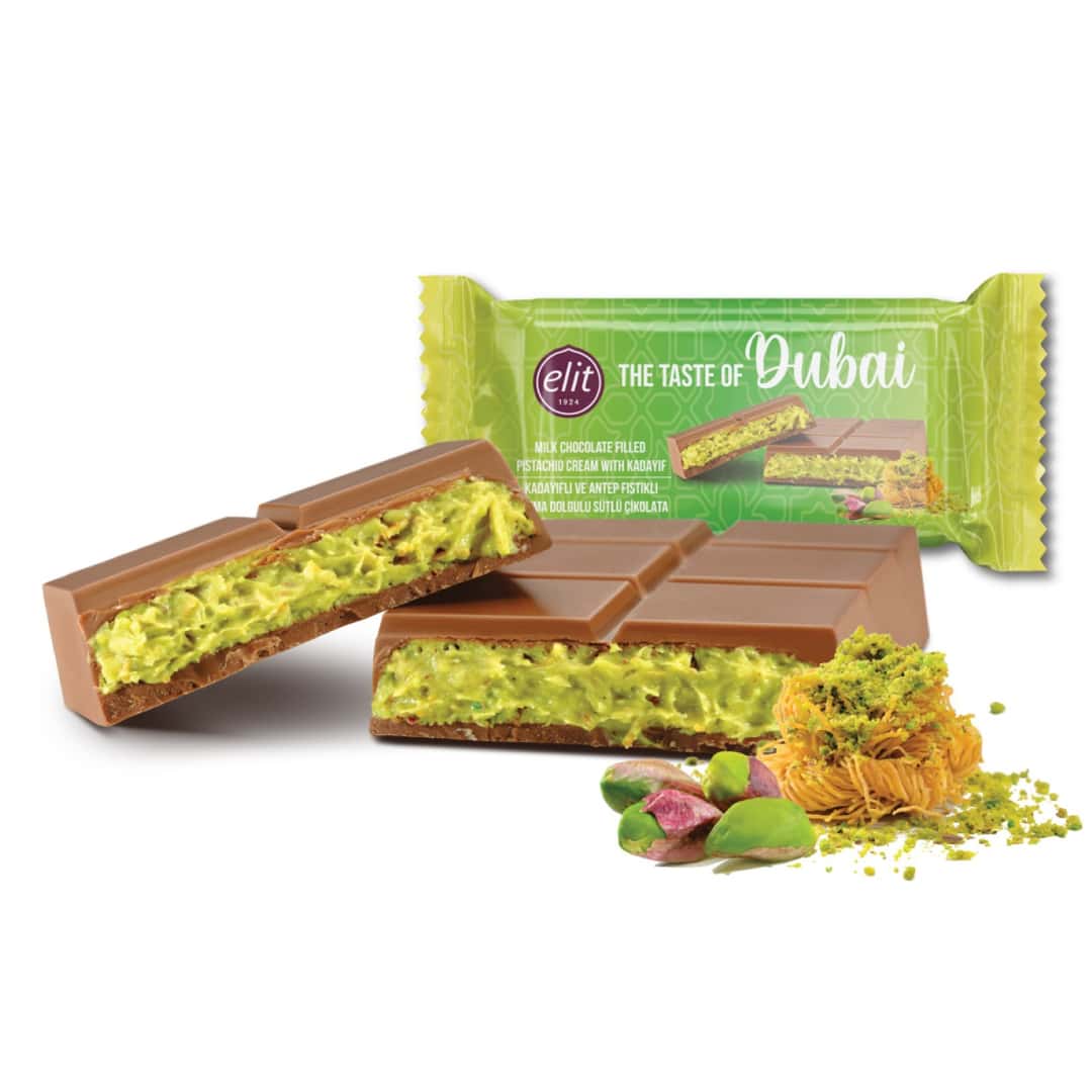エリートドバイ ミルクチョコレート ピスタチオクリームとクリスピー