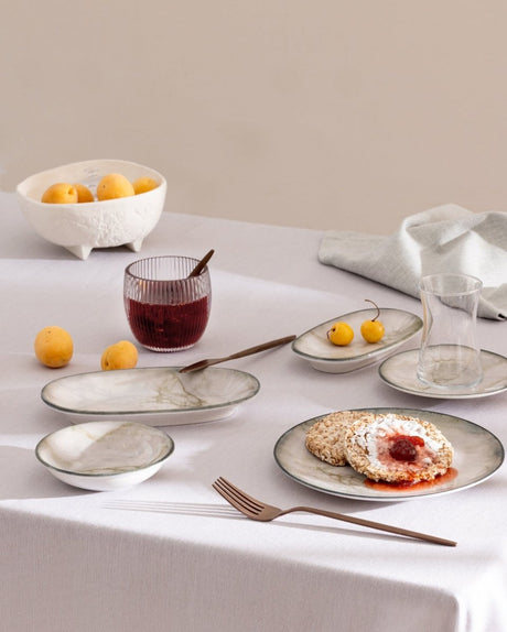 Eliza 26 - Piece Gray New Bone Breakfast Tableware Set - TryAladdin
