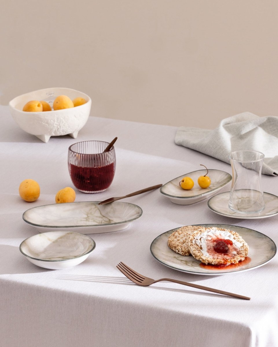 Eliza 26 - Piece Gray New Bone Breakfast Tableware Set - TryAladdin