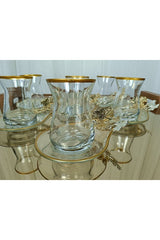 Elta Collection Professional Gilded 6 - Piece Turkish Tea Set - TryAladdin