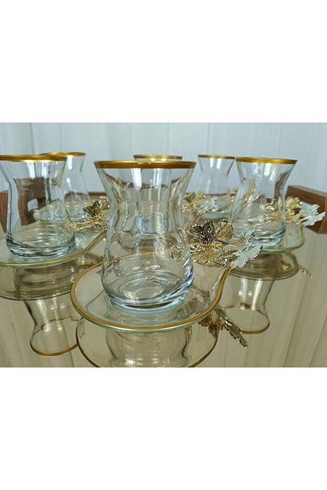 Elta Collection Professional Gilded 6 - Piece Turkish Tea Set - TryAladdin