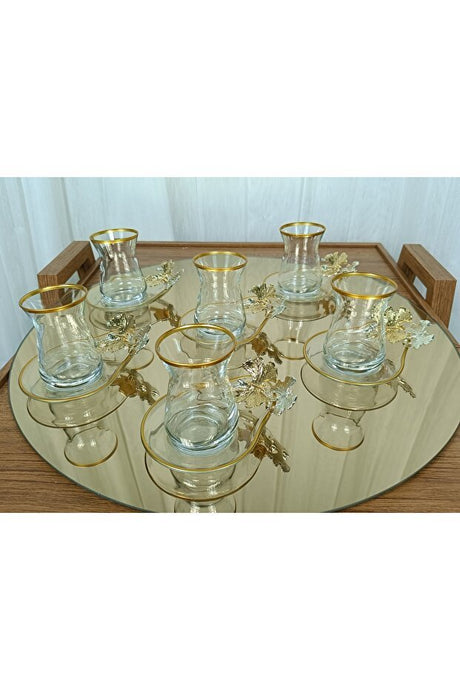 Elta Collection Professional Gilded 6 - Piece Turkish Tea Set - TryAladdin