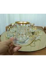 Elta Collection Professional Gilded 6 - Piece Turkish Tea Set - TryAladdin