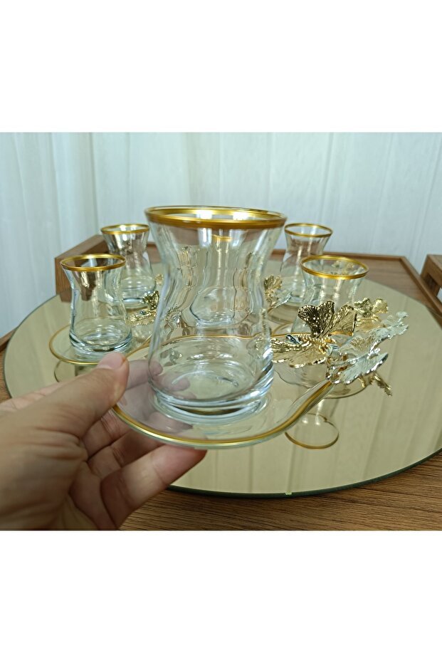 Elta Collection Professional Gilded 6 - Piece Turkish Tea Set - TryAladdin
