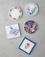 Premium Ceramic Beverage Coaster 11cm White Navy