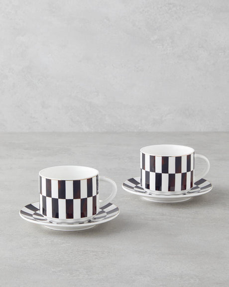 Premium New Bone China Tea Cup Set - 4 Piece Brown Dinnerware Collection