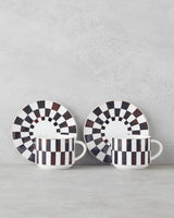 Premium New Bone China Tea Cup Set - 4 Piece Brown Dinnerware Collection