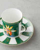 Premium New Bone China Coffee Cup Set 4 Piece Green Elegant