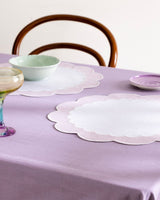 Embroidered Charger Plate - White & Blush Decorative Dining Placemat - TryAladdin