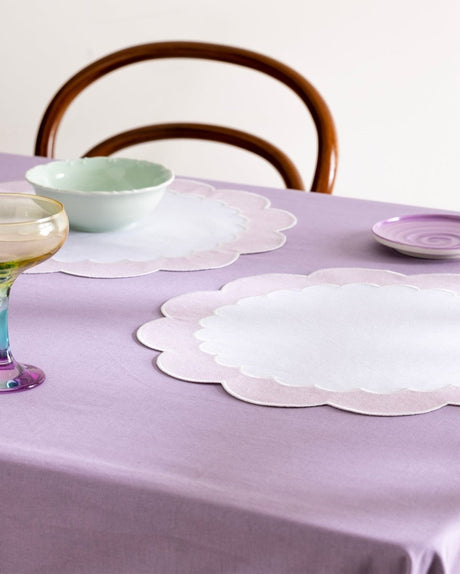 Embroidered Charger Plate - White & Blush Decorative Dining Placemat - TryAladdin