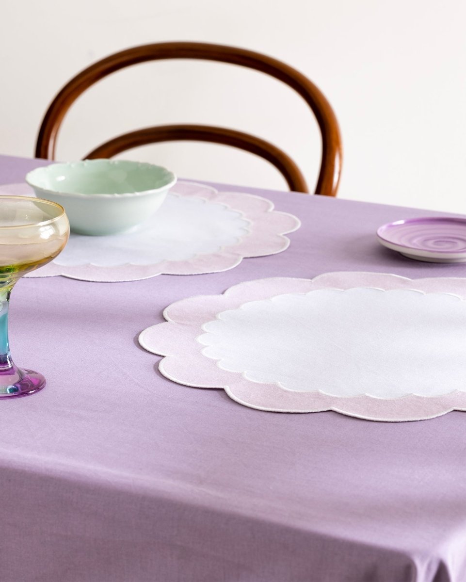 Embroidered Charger Plate - White & Blush Decorative Dining Placemat - TryAladdin