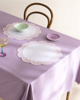Embroidered Charger Plate - White & Blush Decorative Dining Placemat - TryAladdin