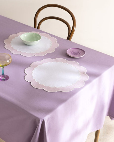 Embroidered Charger Plate - White & Blush Decorative Dining Placemat - TryAladdin