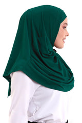 Emerald Green Adult Bonnet Hijab Ready to Wear Practical Scarf - TryAladdin