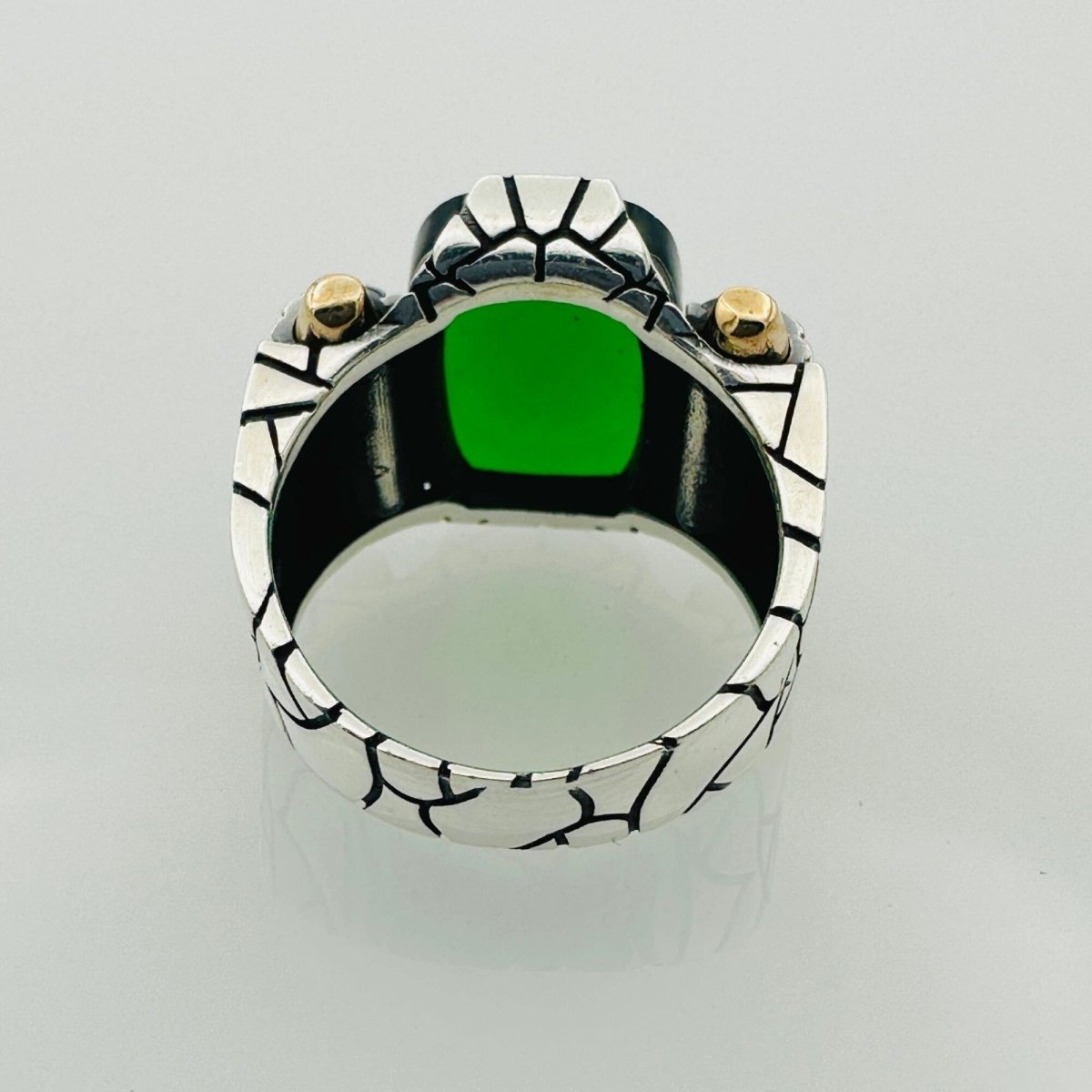 Emerald Silver Handmade Men's Ring