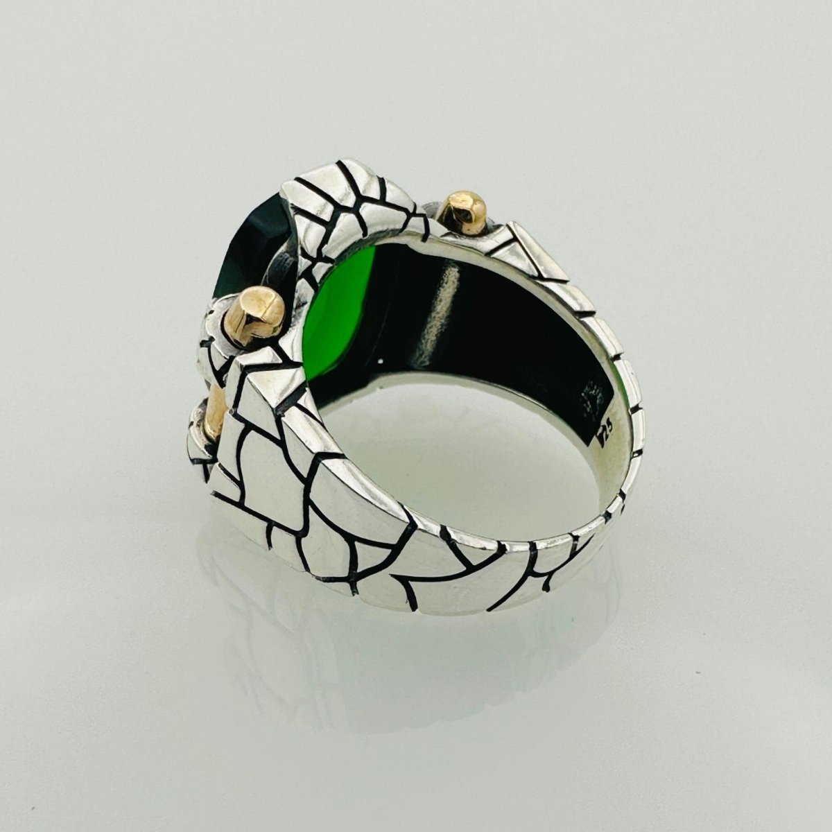 Emerald Silver Handmade Men's Ring