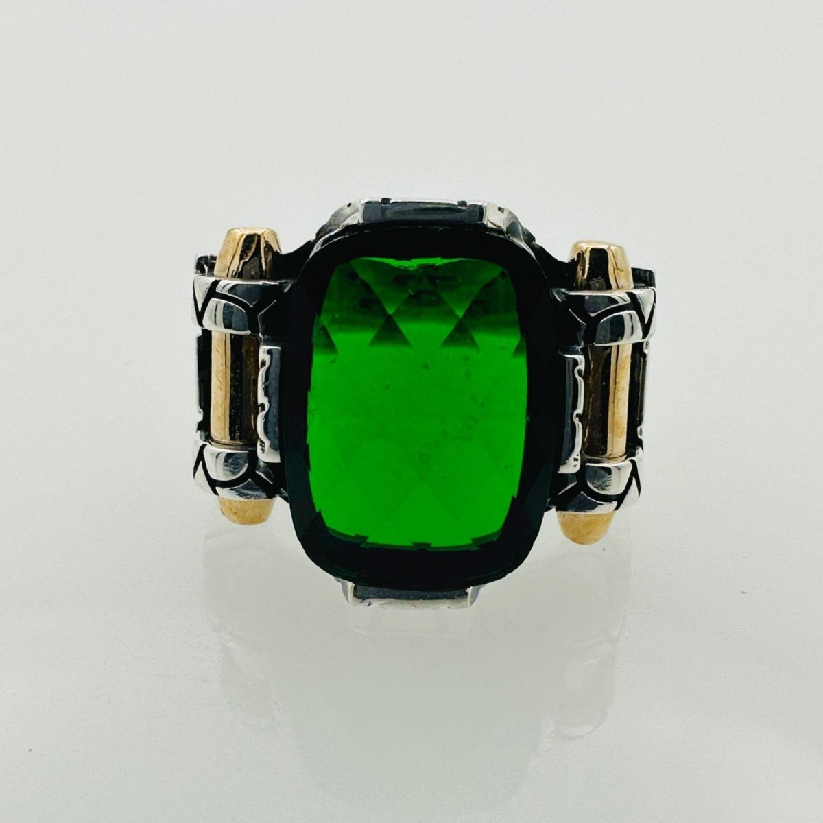 Emerald Silver Handmade Men's Ring