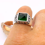 Emerald Squared Stone Ring Men