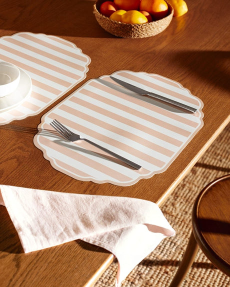 Emilie Grand White Pink Placemat Set - 2 Pack Dining Table Mats - TryAladdin