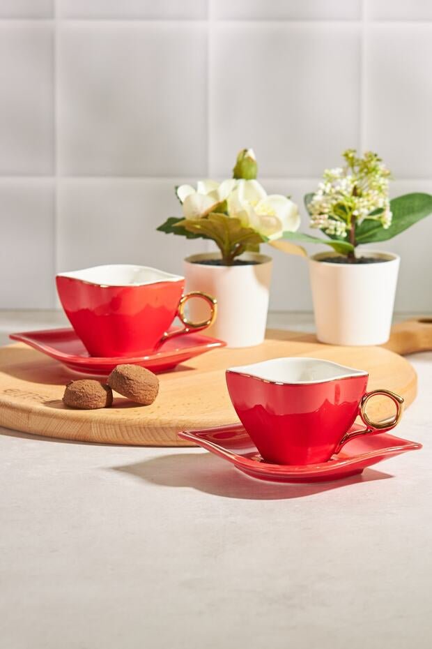 Emsan Professional 'Endless Love' Turkish Coffee Set - 2 Person Red 100ml - TryAladdin