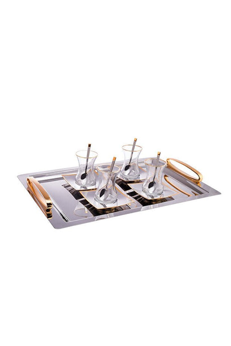 Emsan Professional Gold Trim Porcelain Tea Set - 19 - Piece Set - TryAladdin