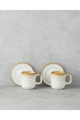 English Home Alicent Ceramic Double Coffee Cup Set - 4 - Piece 150ml Cream - TryAladdin