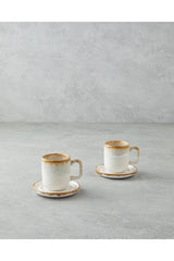 English Home Alicent Ceramic Double Coffee Cup Set - 4 - Piece 150ml Cream - TryAladdin