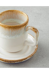 English Home Alicent Ceramic Double Coffee Cup Set - 4 - Piece 150ml Cream - TryAladdin