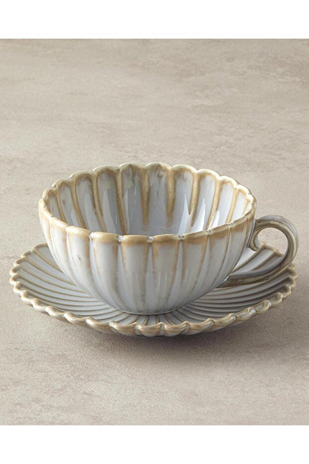 English Home Fiore Premium New Bone China Tea Set - 4 Piece, 2 Person, Grey - TryAladdin