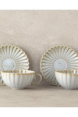 English Home Fiore Premium New Bone China Tea Set - 4 Piece, 2 Person, Grey - TryAladdin