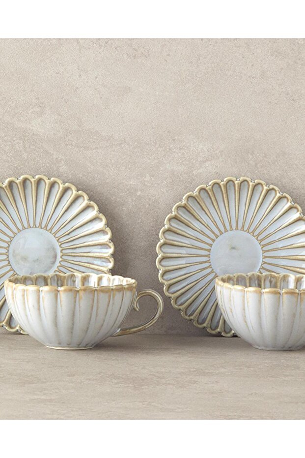 English Home Fiore Premium New Bone China Tea Set - 4 Piece, 2 Person, Grey - TryAladdin