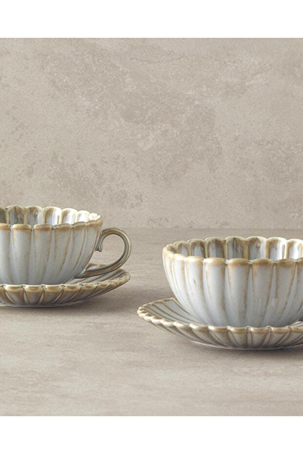 English Home Fiore Premium New Bone China Tea Set - 4 Piece, 2 Person, Grey - TryAladdin