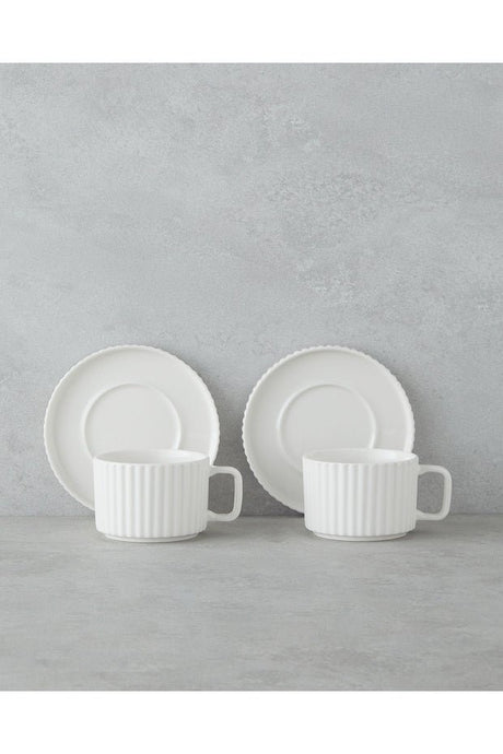 English Home Lunara Professional Porcelain Tea Cup Set - 4 Piece, 220ml Capacity - TryAladdin