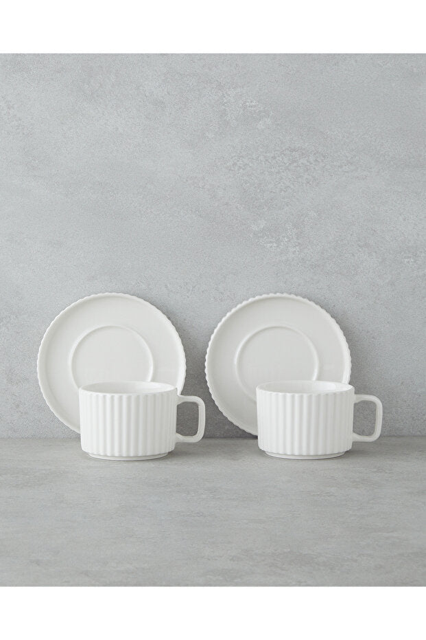 English Home Lunara Professional Porcelain Tea Cup Set - 4 Piece, 220ml Capacity - TryAladdin
