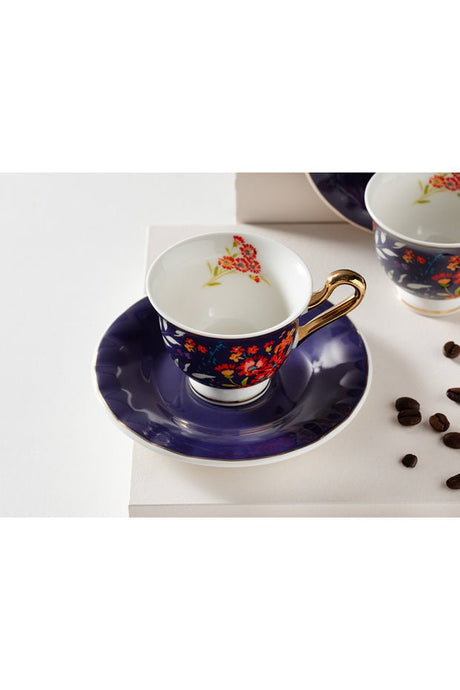 English Home Miranda Premium New Bone China Coffee Cup Set - 2 Person, Navy Blue - TryAladdin