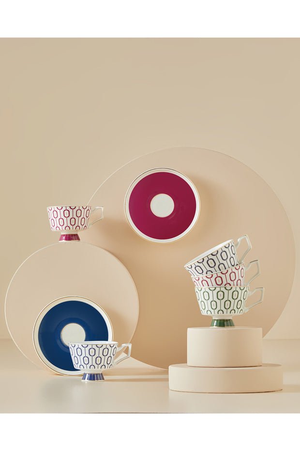 English Home Octavia Premium New Bone China Espresso Cup & Saucer Set - 4 Piece - TryAladdin