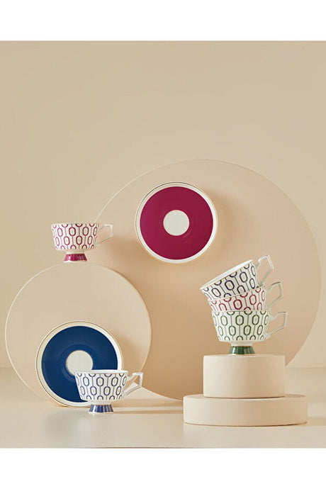 English Home Octavia Premium New Bone China Fuchsia Coffee Cup Set 4 Piece - 90ml - TryAladdin