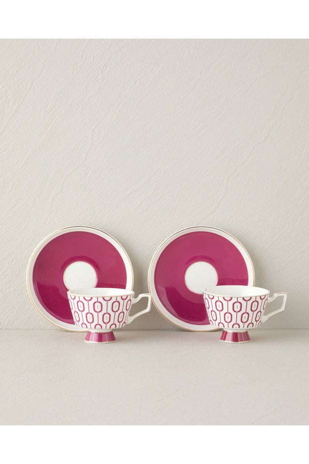 English Home Octavia Premium New Bone China Fuchsia Coffee Cup Set 4 Piece - 90ml - TryAladdin