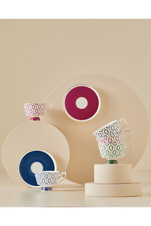 English Home Octavia Premium New Bone China Fuchsia Coffee Cup Set 4 Piece - 90ml - TryAladdin