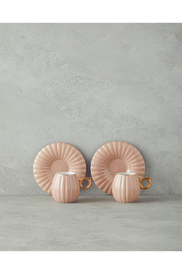 English Home Polka Premium Bone China Coffee Set - Powder Pink, 2 Person, 4 Piece - TryAladdin